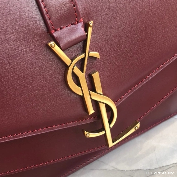 Tony Luxuries IN YSL LEATHER SULPICE MEDIUM BAG BURGUNDY CHAIN 0815